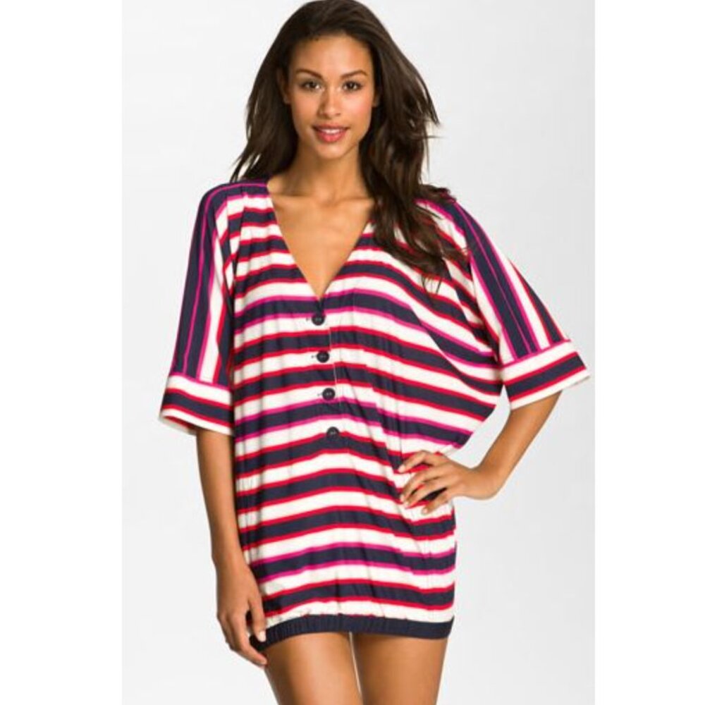 Marc By Marc Jacobs Short Sleeve Beach CoverUp Striped Tunic S
